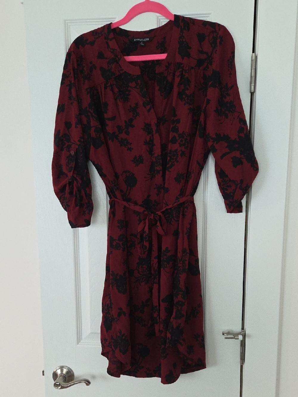 41 Hawthorn Burgundy and Black Floral Dress